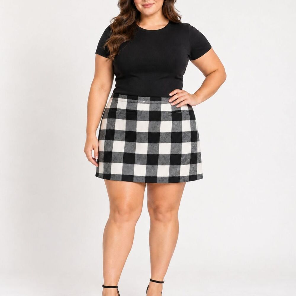 Talbots Buffalo Plaid Wool Blend A-Line Skirt Checked Lined Retro Mod Halloween